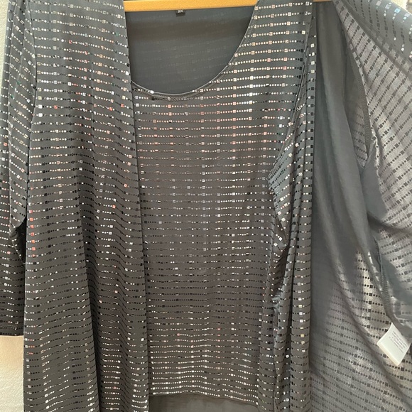 Slinky Brand 2pc Shine Knit Jacket & Tank - Picture 2 of 2